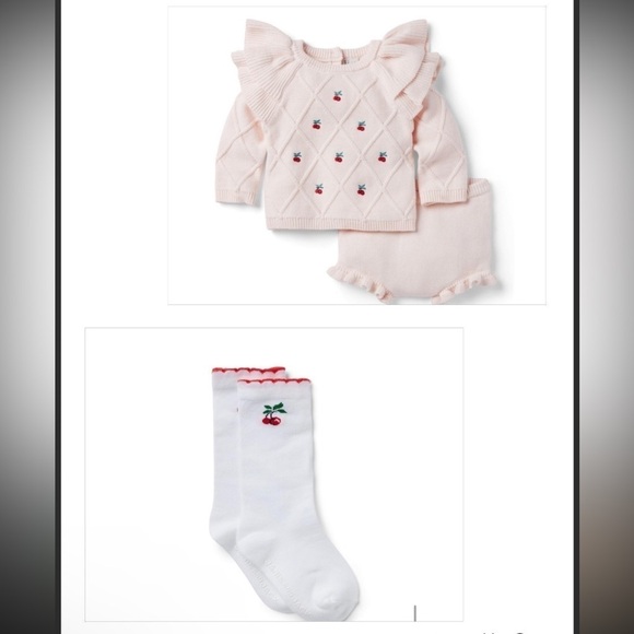 CHERRY CABLE KNIT MATCHING SET AND CHERRY SOCKS